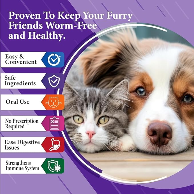 No More Tapeworms in Cats and Dogs- Dewormer for Cats and Dewormer for Dogs - Vanilla Flavour with 3ml Dropper (120ml Vanilla)