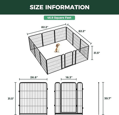 FXW Homeplus Unleashed Indoor Dog Playpen - Stress-Free and Safe Play, Heavy Duty 32 Inch 12 Panels Dog Pen for Small and Medium Dogs, Black│Patented