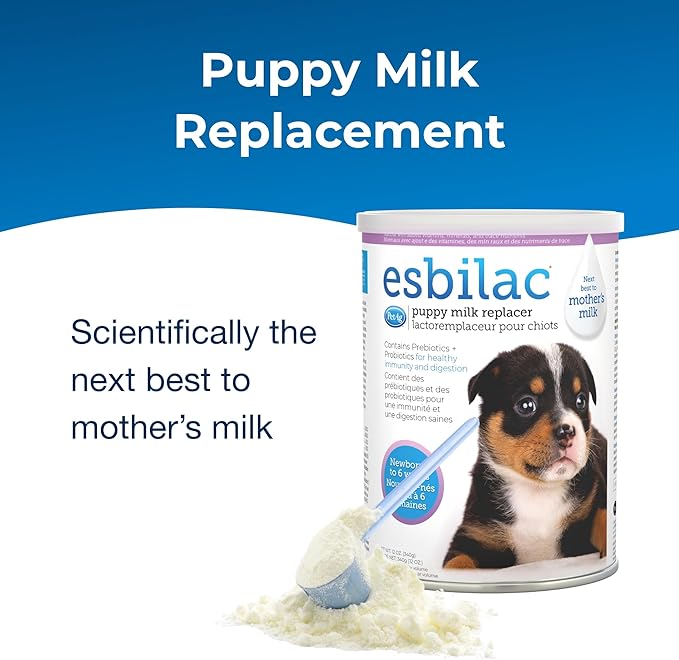 PetAg Esbilac Puppy Milk Replacer Powder - 12 oz, Pack of 2 - Powdered Puppy Formula with Prebiotics, Probiotics & Vitamins for Puppies Newborn to Six Weeks Old - Easy to Digest