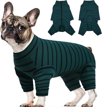Kuoser Recovery Suit for Small Dogs After Surgery, Long Sleeve Dog Surgery Recovery Suit, Dog Onesie for Abdominal Wounds Skin Disease, Green S