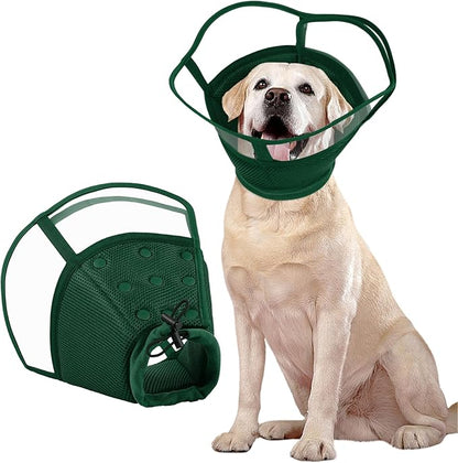 Kuoser Large Dog Cone Collar After Surgery, Soft Cone for Dogs to Stop Licking, Breathable Pet Recovery Collar Comfortable Elizabethan Collars, Adjustable Protective Dog Cones for Large Dogs, Green L