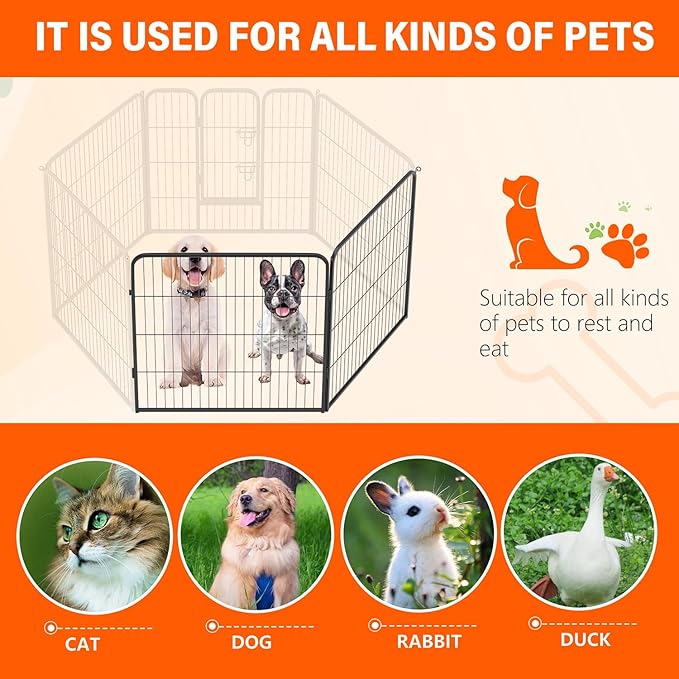 FDW Dog Playpen Dog Pen Dog Kennel 2 Panels 32 Inch Height Indoor Outdoor Folding Metal Portable Puppy Exercise Pen Heavy Duty Dog Fence for Yard Camping,Black