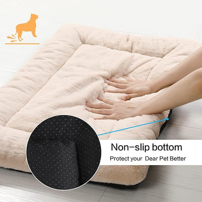 Dog Beds Crate Pad for Medium Dogs Fit Dog Crates,Washable & Anti-Slip Kennel Pad for Dogs Cozy Sleeping Mat,Cream 30inch