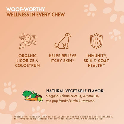 Herbion Pets Allergy + Immune Chews with Kelp & Vitamin C, 120 Soft Chews, Supports Immunity, Skin & Coat Health, Relieves Itchy Skin, Made in USA, Natural Vegetable Flavor, for Dogs 12 Weeks+, Pack 1