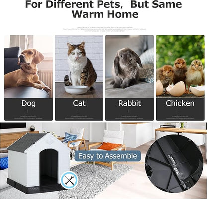 BestPet Dog House Indoor Outdoor Insulated Kennel Durable Plastic Dog House for Small Medium Large Dogs Weather & Water Resistant Pet Crate with Air Vents and Elevated Floor