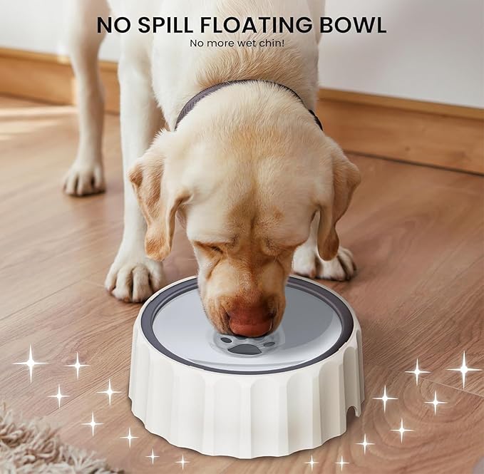 Dog Small Animals Water Bowl No Spill 70oz/2L Large Capacity Dispenser Non Slip No Splash Small Animals Bowl Pet Slow Feeder No Drip Dog Water Bowl on Vehicle for Dogs and Cats - Grey