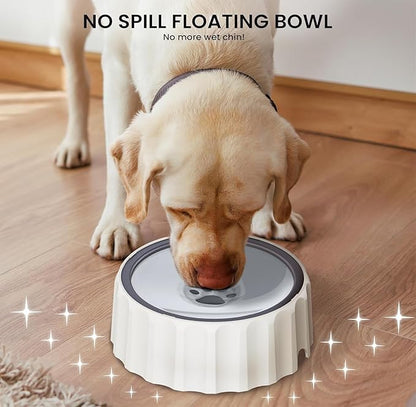 Dog Small Animals Water Bowl No Spill 70oz/2L Large Capacity Dispenser Non Slip No Splash Small Animals Bowl Pet Slow Feeder No Drip Dog Water Bowl on Vehicle for Dogs and Cats - Grey