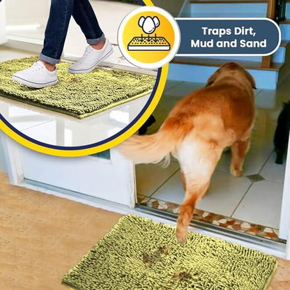 Muddy Mat® | Super Absorbent Door Mat Indoor, Microfiber Quick Dry Chenille Entryway Rug, Non-Slip Front Door Mat, Indoor Mats for Entryway, Machine Washable Pet Rug, Yellow 48" x 60"