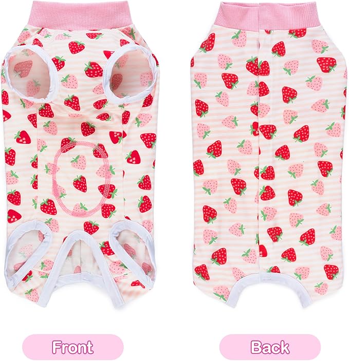 Coppthinktu Recovery Suit for Dogs After Surgery, Dog Onesie Surgery Recovery Suit for Female Spay, Soft Surgical Pajamas Bodysuits for Puppy to Prevent Licking Dog Cone Alternative Strawber M