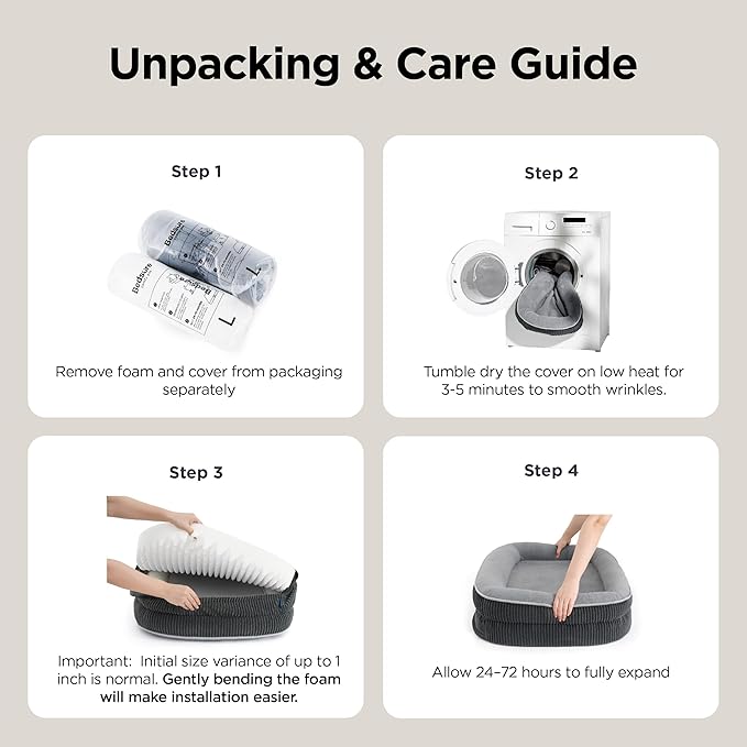 Bedsure Orthopedic Dog Beds Large Sized Dog - 360° Oval Bolster Large Dogs Bed for Senior Dogs with Waterproof Washable Cover, Big Comfort Pet Sofa Couch with Ultra-Soft Fleece, Navy Blue, 35"