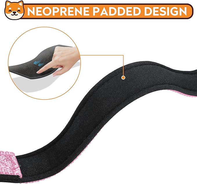 Reflective Dog Collar, Adjustable Soft Neoprene Padded Nylon Pet Collars with Buckle for Extra Large Dogs, Light Pink,XL