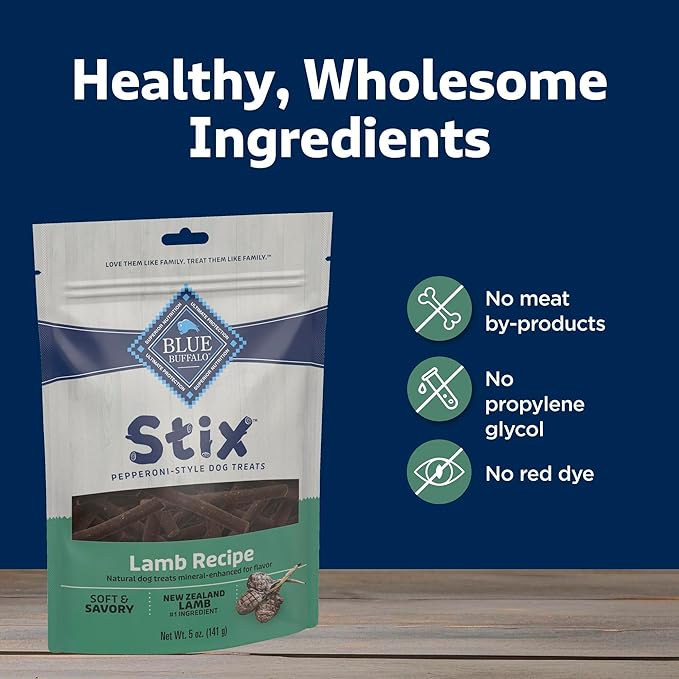 Blue Buffalo Stix Natural Soft Moist Dog Treats Lamb Recipe Bag