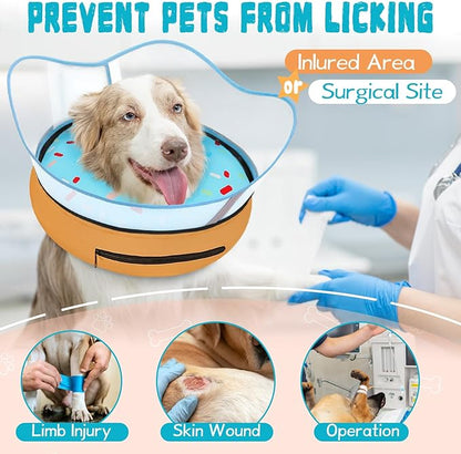 Elevated Inflatable Dog Cone Collar Alternative After Surgery, Dog Donut Collar, Soft Pet Cone to Stop Licking for Small Medium Large Dogs