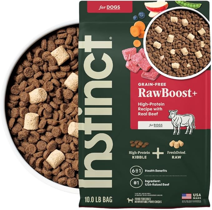 Instinct RawBoost, Natural Dry Dog Food with FreshDried Raw, High Protein, Grain-Free Recipe - Real Beef, 10 lb. Bag