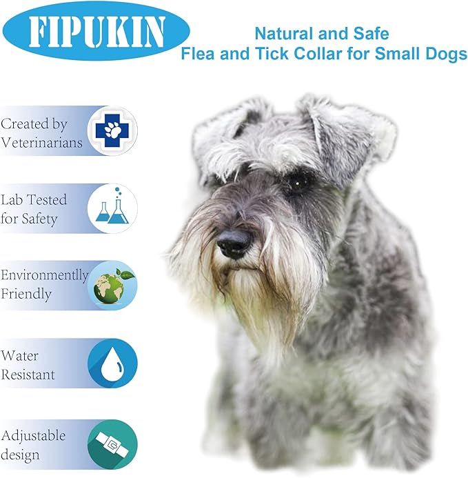 Flea and Tick Collar for Small Dogs, 2‑Pack | 8‑Month Waterproof Protection with Natural Essential Oils | Includes Comb & Tick Removal Tool