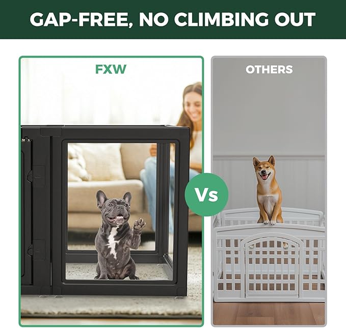 FXW AuraSpace Acrylic Indoor Dog Playpen for Small and Medium Dogs, 30 Inch, 10 Panels, Black
