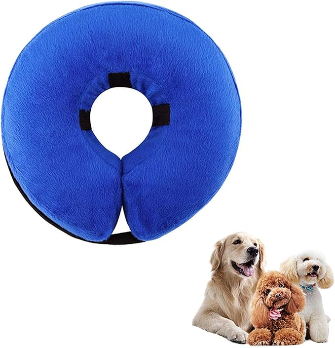 THAIN Soft Dog Recovery Protective Collar After Surgery-Cone Inflatable Collar for Dogs and Cats - Adjustable Washable Elizabethan Collar (M)