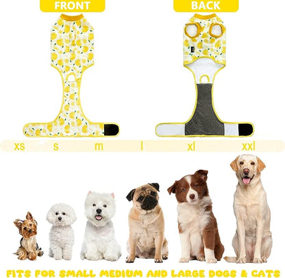 Dog Surgery Recovery Suit, Abdominal Surgical Suit for Male Female Dog Post Spay Neuter, Breathable Pet Onesie E-Collar & Cone Alternative, Surgery Shirt to Prevent Licking, Yellow, X-Small