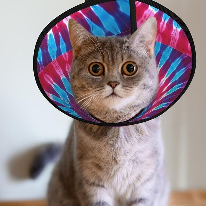 Adjustable Dog Recovery Cone Collar Tie Dye, Soft Dog Cone Collar After Surgery, Elizabethan Collar, Anti-Bite and Anti-Lick, Breathable for Large Medium Small Dogs