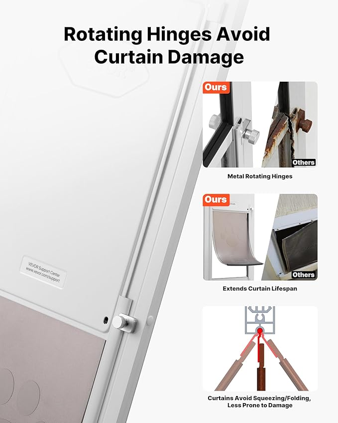 VEVOR Dog Door for Sliding Glass Door, 91 to 96 in Adjustable Height, Aluminum Alloy Frame with Metal Rotating Hinges, Lock Design, 13 5/8 x 23 5/8 in Flap, Sliding Glass Pet Door for Renters