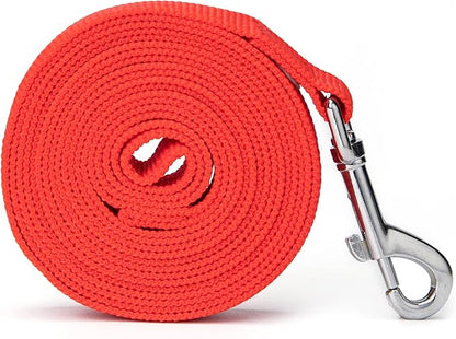 Strong Durable Nylon Dog Training Leash, 1 Inch Wide Traction Rope, 6 ft 10ft 15ft Long, for Small and Medium Dog (Red, 10 Feet)