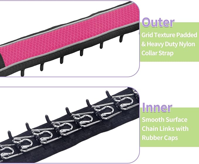 Martingale No Pull Dog Collar for Large Medium Dogs Training Walking, Heavy Duty Nylon Reflective Adjustable Anti Pull Slip Collar with Buckle M Hot Pink