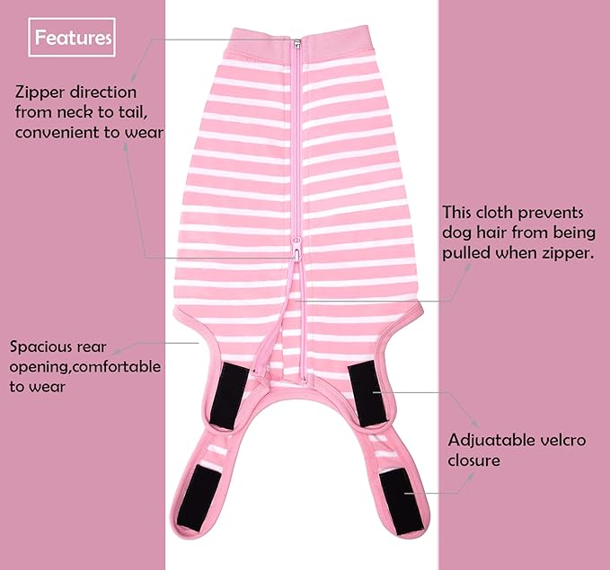 Dog Recovery Suit Female,Pink Small Surgery Recovery Shirt,Pink-White Striped S