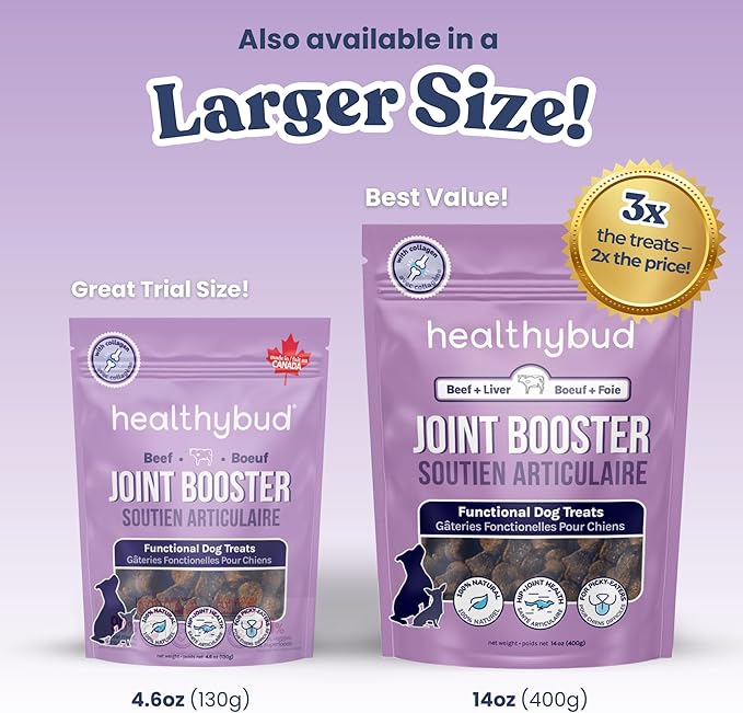 healthybud Hip and Joint Dog Chew - Glucosamine Soft Beef Liver Bites for Senior Dogs, Arthritis Support (4.6oz (2-Pack))