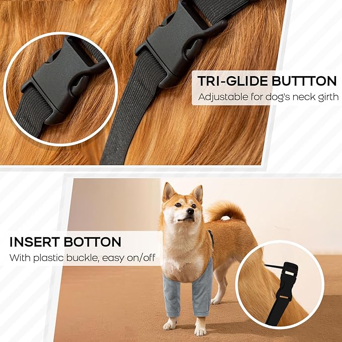 ROZKITCH Dog Surgery Leg Sleeve for Front Legs, Pet Prevent Licking Wound Elbow Knee Protector, Dog Leg Sleeve to Stop Licking Cone Collar Alternative for Sprain ACL CCL Arthritis Grey XL