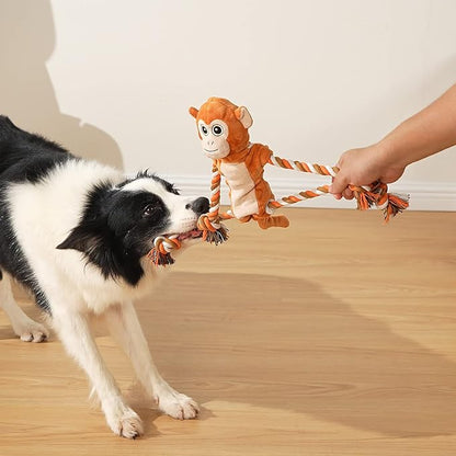 Sedioso Dog Tug Toys, Stuffed Animal Dog Chew Toy, Cute Puppy Squeaky Dogs Plush Toys with Crinkle Paper for Small, Middle, Large Breed