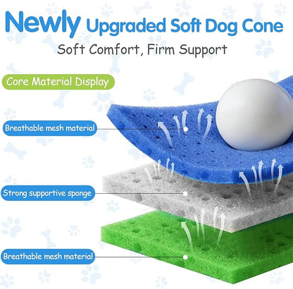 Upgrade Soft Dog Cone Collar, Dog Cone Alternative to Stop Licking After Surgery, Adjustable Comfy Cones for Small/Medium/Large Dogs, Light-Weight Mesh Fabric Elizabethan Collars (XL)