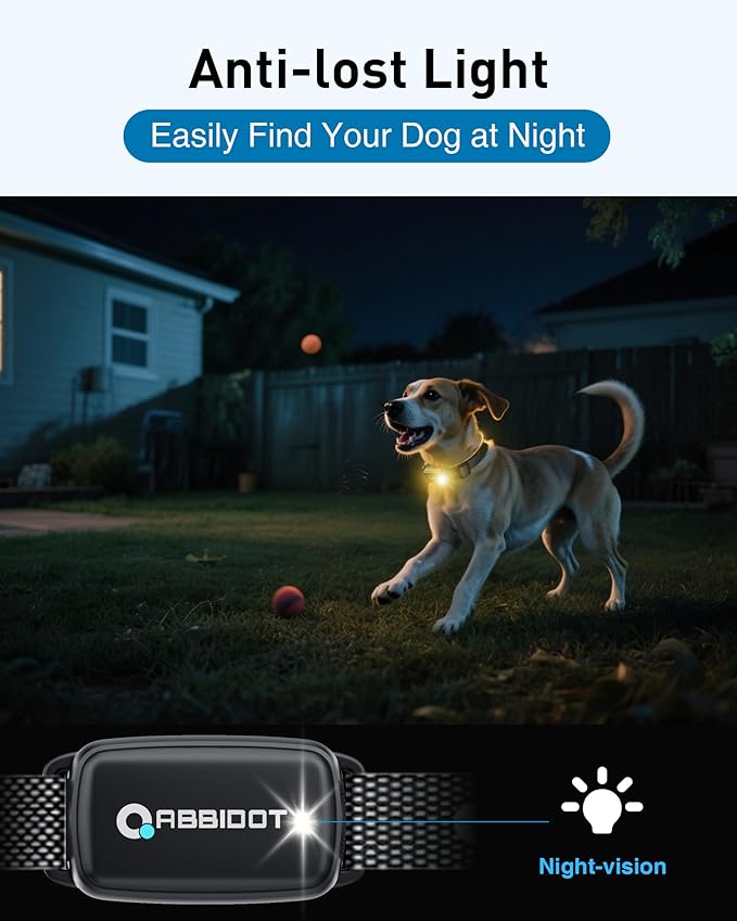 ABBIDOT Shock Collar for Dogs, 3300 FT Dog Training Collar with Remote, IPX7 Waterproof with 4 Training Modes, Rechargeable E-Collar for Small Medium Large Dogs (15-120 lbs)