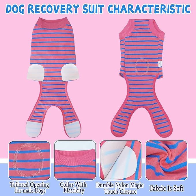 Dog Surgery Recovery Suit, Recovery Shirt for Male Female Dog Cats, Cone E-Collar Alternative Abdominal Wounds Spay Bandages Onesie, Anti-Licking Pet Surgical Recovery Suit,Pink Large