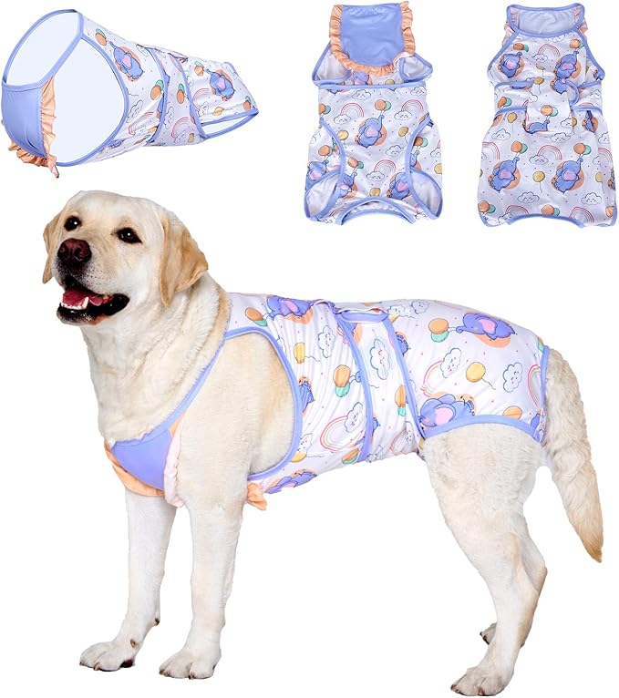 LovinPet Dog Recovery Suit for Large Medium Dogs - Dog's Bodysuit Wound Protective Surgical for Abdominal Wounds After Surgery Anti-Licking Dog Onesies,Elephant,Yellow,M
