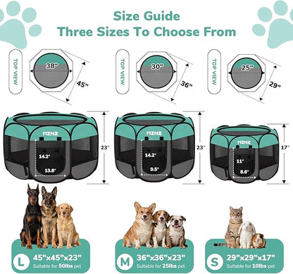 Dog Playpen, Portable Puppy Pet Crate Indoors for Small/Medium Dogs Cats Rabbits, Foldable Dog Cage Enclosure for Outdoor, Pop Up Dogs Tent Kennel with Carrying Case, Blue