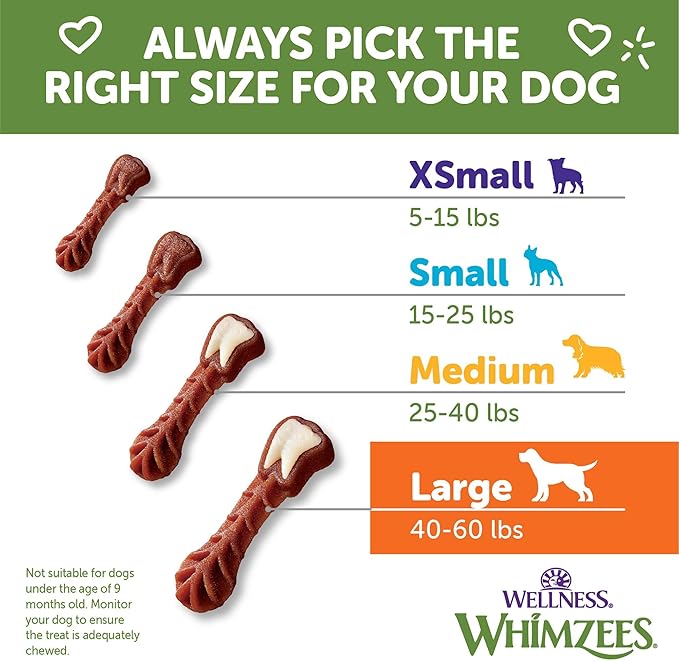 Whimzees Wellness Brushzees Dog Dental Treat, VOHC Accepted Chews, Freshens Breath, Large Size, 12.7 oz Bag, 6 Count