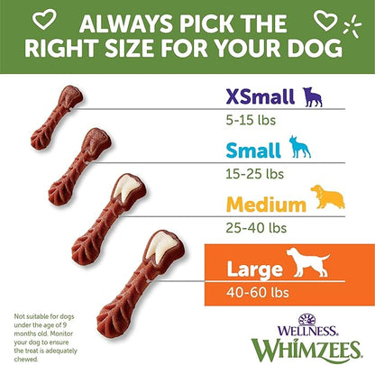 Whimzees Wellness Brushzees Dog Dental Treat, VOHC Accepted Chews, Freshens Breath, Large Size, 4.2 oz Bag, 2 Count