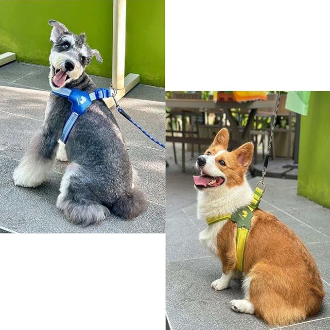 Reflective Dog Harness and Leash Set Designed for Collie, Anti-Pull Adjustable Pet Harness and Leash Pink L