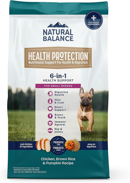 Natural Balance Health Protection Small Breed Dry Dog Food – Whole Body Health, Easy on Digestion Dog Food Made with Chicken, Brown Rice & Pumpkin for Dogs - 12lbs.