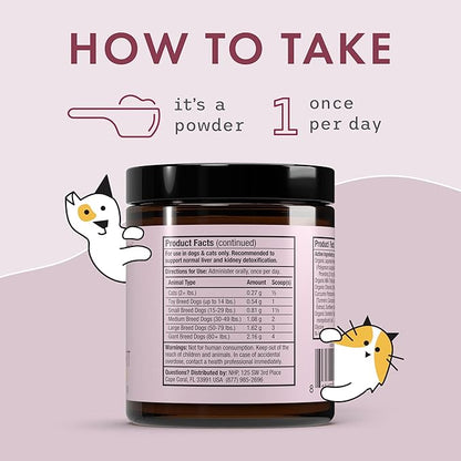 Bark & Whiskers Detox Support - Helps Support Healthy Liver & Kidney Function - Herbal Blend with Organic Milk Thistle & Green Tea - 1.8 oz