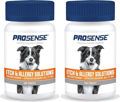 Pro-Sense Itch and Allergy Solutions, for Dogs, Antihistamine, 100 Count (Pack of 2)