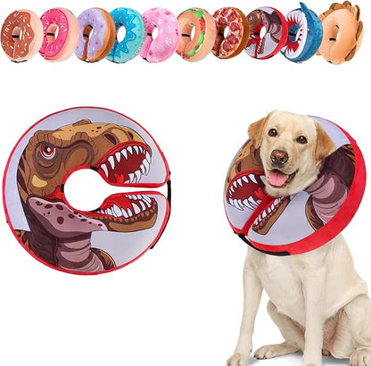 BEAUTYZOO Dog Cone Alternative After Surgery for Large Medium Small Dogs, Soft Inflatable Cone Collar for Dogs Cats, Pet Neck Donut E Collar Dog Recovery Collars to Stop Licking, Dinosaur, XL