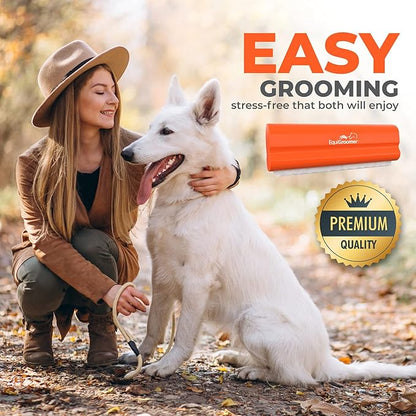 EasyGroomer Deshedding Brush for Dogs & Cats – Undercoat Grooming Tool for Short & Long Hair, Removes Loose Fur & Dirt, Reduces Shedding for Small & Large Pets, Orange