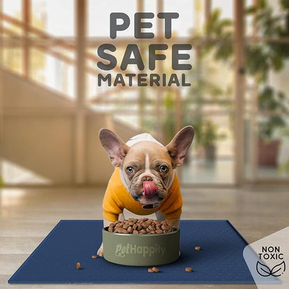 Dog Food Mat - Raised Edges Dogs Mat for Food and Water Prevent Spill, Waterproof Cat Food Mats Protect Floors, Easy Clean Dog Bowl Mats for Food and Water, Silicone Pet Food Tray