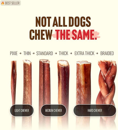 Natural Farm Odor-Free Select Bully Sticks, (12-Inch, 1-Pound), Hand Selected for Consistent Thickness, 100% Beef Pizzle Dog Chews, Fully Digestible, High Protein, Best Dental Treats