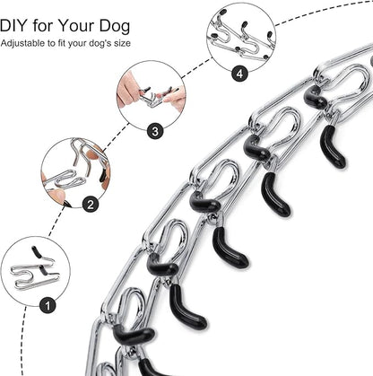 Prong Collar for Dogs Adjustable No Pull Dog Choke Pinch Training Collar with Comfortable Rubber Tip for Small Medium Large Dogs (Large, Black)