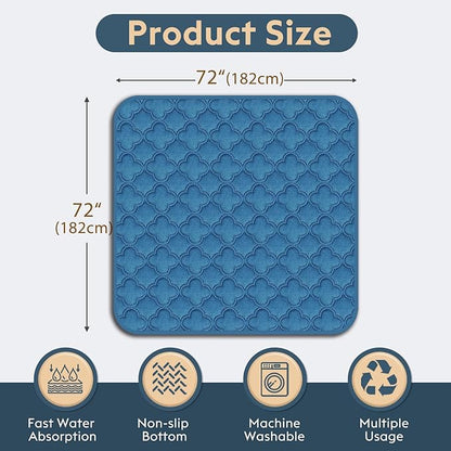 FunFurry Washable Pee Pads for Dogs - 1 Pack Reusable Pee Pads，Waterproof Puppy Pads，Pet Training Pads，Super Absorbent with Dog Paw Shape Non-Slip Backing (Blue, 72" X 72" - 1 Pack)