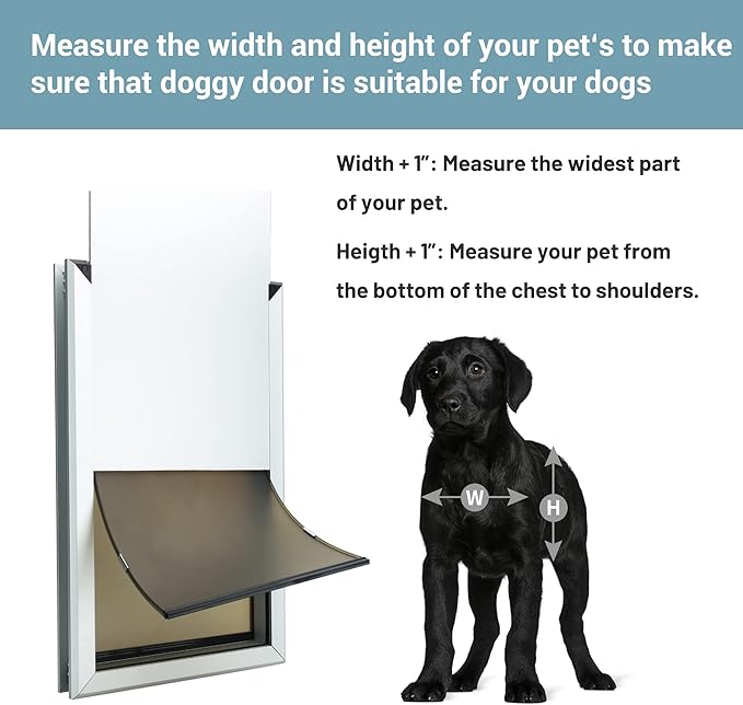 Giant Dog Door for Exterior Doors: Heavy Duty Aluminum Doggie Door, Extreme Weather Doggy Door for Large and Extra Large Dogs Up to 220 lbs, Dual Flap Insulated Dog Door, Lockable