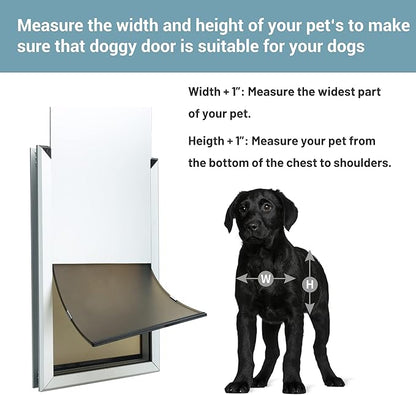 Giant Dog Door for Exterior Doors: Heavy Duty Aluminum Doggie Door, Extreme Weather Doggy Door for Large and Extra Large Dogs Up to 220 lbs, Dual Flap Insulated Dog Door, Lockable