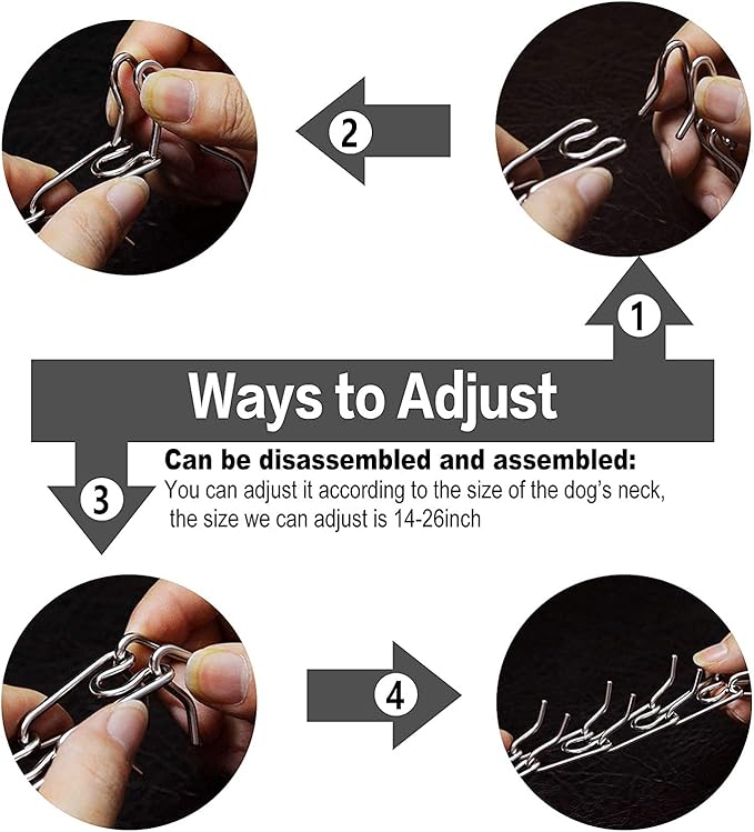 Stainless Steel Prong Pinch Collar for Dogs, Adjustable Training Collar with Quick Release Buckle for Small Medium Large Dogs (Black, 26")